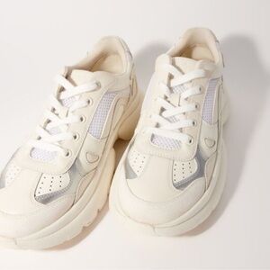 Maje Cream and White Leather Sneakers, size 8.5, 39